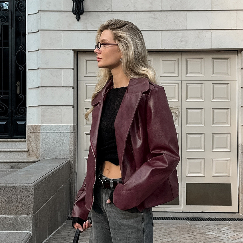 The Bordeaux Leather Blazer